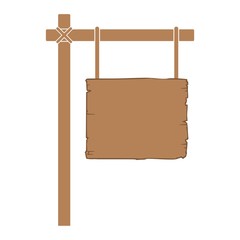 Hang wood board sign, simple vector illustration