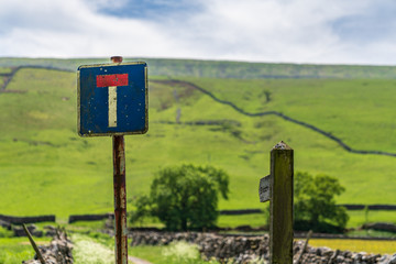 Sign: Cul-de-sac with the Yorkshire landscape near Litton, North Yorkshire, England, UK