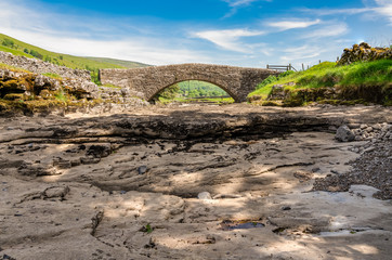 Yorkshire landscape with the dried-up River Skirfare near Litton, North Yorkshire, England, UK