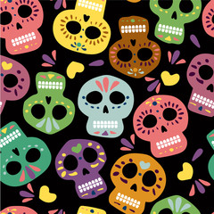 Mexican vector skulls for day of the dead. Dia de los muertos. Illustration for banner site card walpaper design