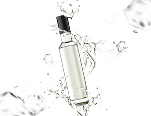 Glass bottle with splashing liquid