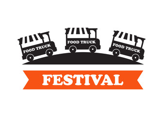 Food truck festival emblems and logos vector