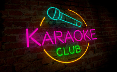 Fototapeta na wymiar Karaoke club neon retro