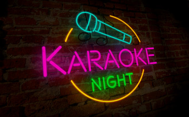 Fototapeta na wymiar Karaoke night neon retro