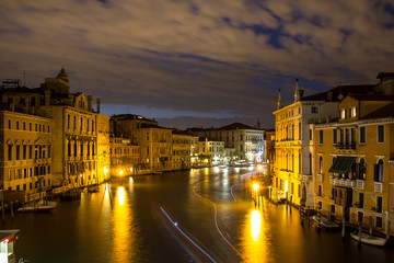 Canal Grande at night, Venice, Italy.
