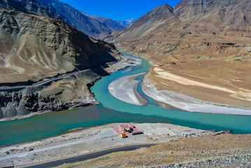 Confluence of Indus & Zanskar River in Ladhak, INDIA