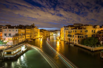 Canal Grande at night, Venice, Italy.