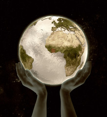 Ivory Coast on globe win hands