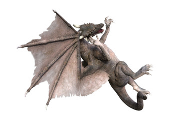 3D Rendering Fantasy Dragon on White