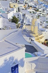 Santorini island at sunset, viewpoint from Oia village