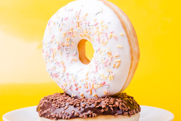 Donut. Sweet icing sugar food.