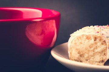 Donut. Sweet food and cup of coffee