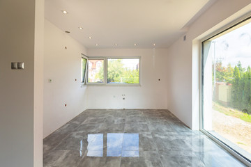 Open kitchen in the hause at renovation