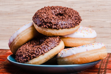 Donut. Sweet icing sugar food.