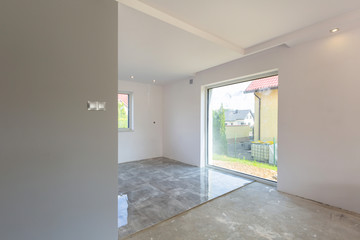 Open kitchen in the house at renovation