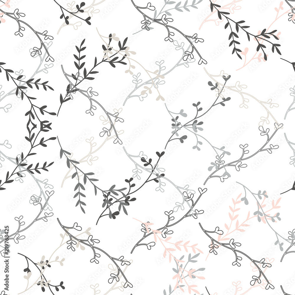 Poster modern vector seamless pattern with hand drawn leaves.