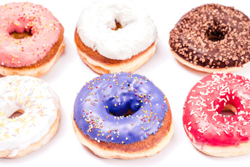 Donut. Sweet icing sugar food.