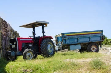 agricultural machinery, tractor with a trailer