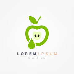 Apple juice. Fresh fruit, vector icon