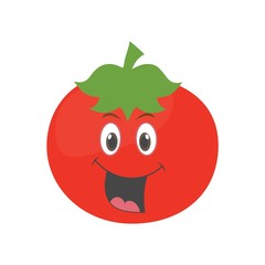 Cute vegetable tomato cartoon character isolated on white background 