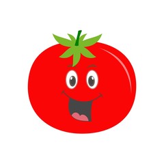 Cute vegetable tomato cartoon character isolated on white background 
