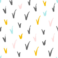 Seamless pattern with hand drawn check marks. Vector illustration