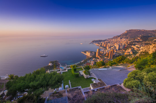 sunset or sunrise in Monte Carlo city, Monaco