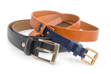 Belt for women and belt for men at selective focus