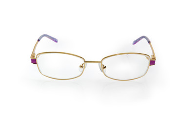 Modern classic eyeglasses for women in yellow metal frame