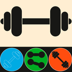 muscle lifting icon, fitness barbell, gym icon, exercise dumbbells isolated, vector weight lifting symbol