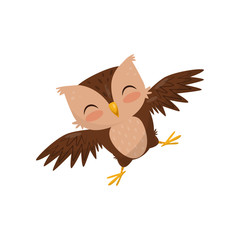 Lovely little owlet, cute bird cartoon character vector Illustration on a white background