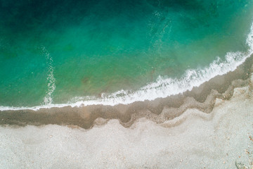 Aerial view of a rocky beach
