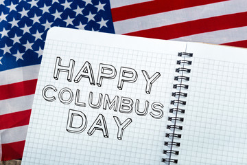 Happy Columbus day banner, american patriotic background