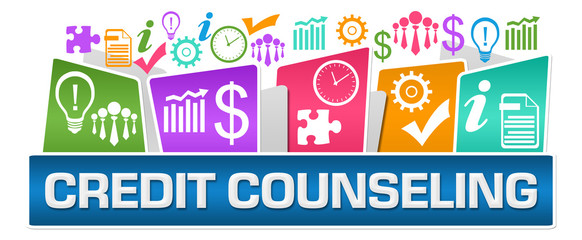 Credit Counseling Business Symbols On Top Colorful 