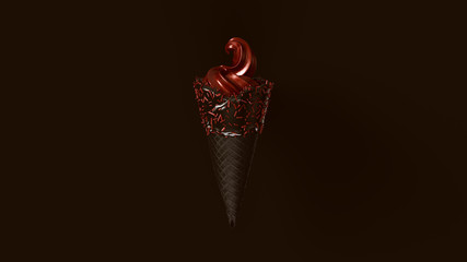 Red Cherry Hipster Glitter Ice Cream with Black Icing and Red Cherr Sprinkles 3d illustration 3d render
