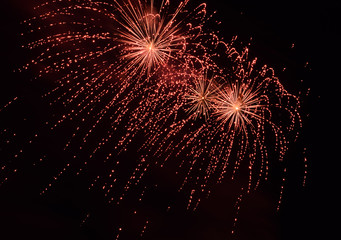 red fireworks, fireworks effect on dark sky background