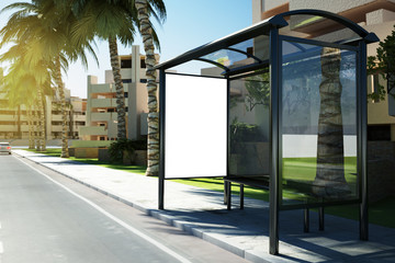 bus stop mockup on the street