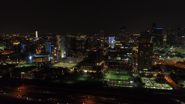 Aerial Downtown Dallas amazing night footage 4k