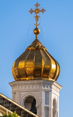 Golden dome of the Orthodox Church in a sunny day 