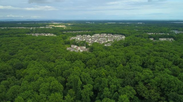 Aerial drone footage of a residential community in Aberdeen Maryland Harford County