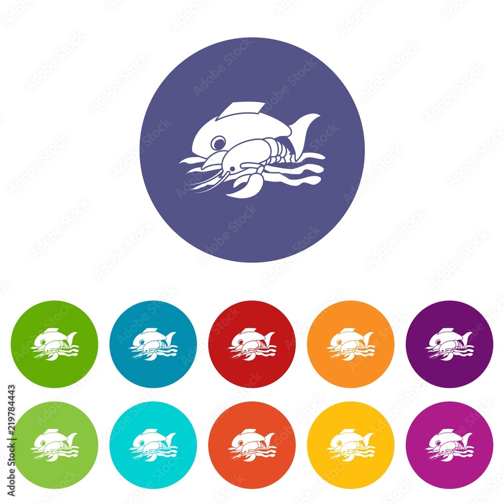 Poster sea food icons color set vector for any web design on white background
