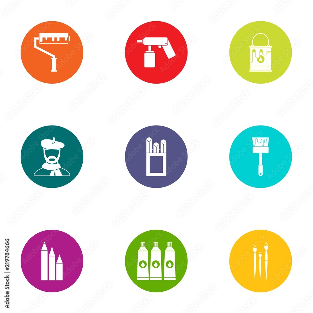 Poster molar icons set. flat set of 9 molar vector icons for web isolated on white background