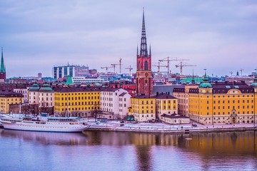 Obraz premium View over the old town (Gamla Stan) in Stockholm, Sweden at dawn