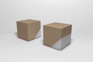Empty boxes from recycled cardboard. 3D