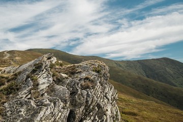 Stone ledge in the Carpathian mountains