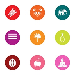 Jungle life icons set. Flat set of 9 jungle life vector icons for web isolated on white background