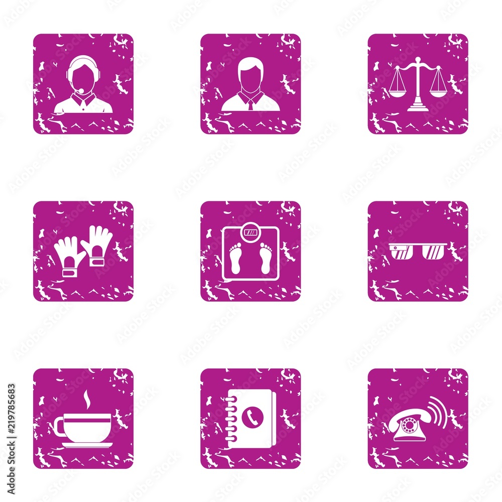 Poster coworking icons set. grunge set of 9 coworking vector icons for web isolated on white background