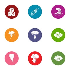 Affliction icons set. Flat set of 9 affliction vector icons for web isolated on white background