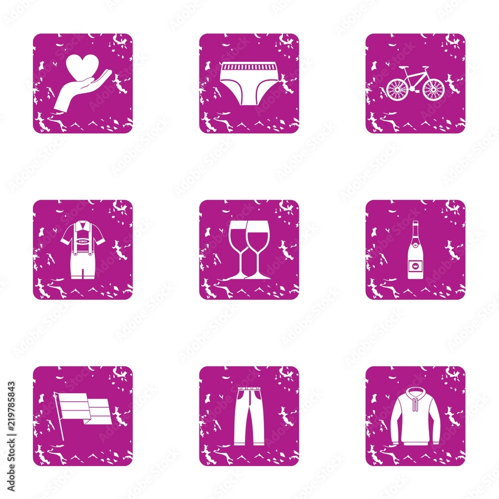 Poster tryst icons set. grunge set of 9 tryst vector icons for web isolated on white background