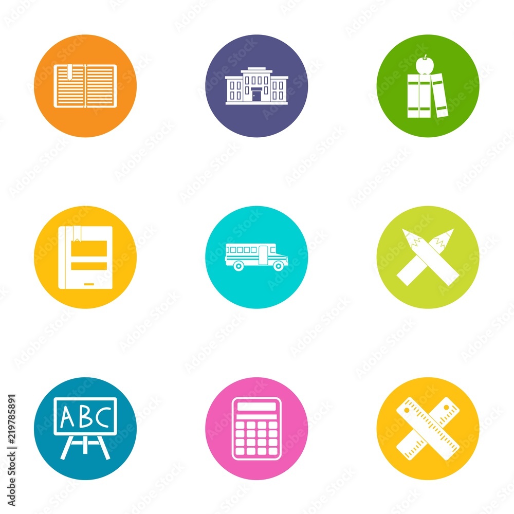 Poster book day icons set. flat set of 9 book day vector icons for web isolated on white background